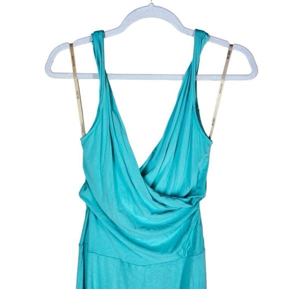 BCBGMaxAzria Surplice Twist Tank Dress Midi Aquamarine Jersey XS NWT - Picture 4 of 10